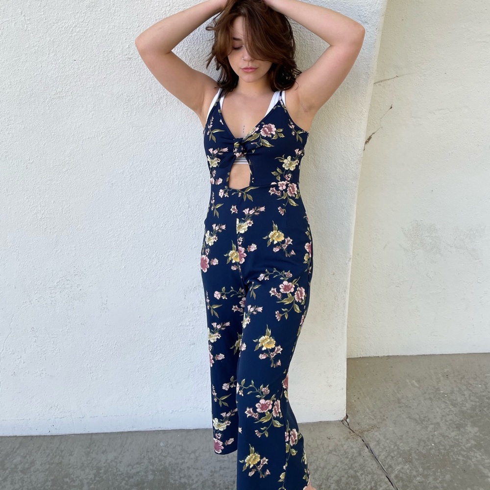 Blue floral jumpsuit